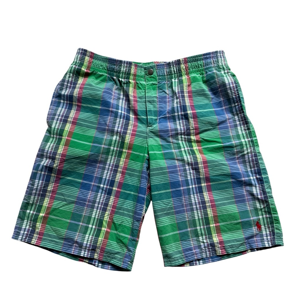 Polo Ralph Lauren multicolor Plaid Swim Trunks 10” mesh lined Men’s Large